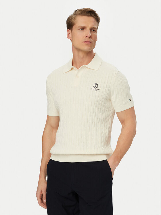 Tommy Hilfiger Polo MW0MW42788 Kremowy Regular Fit