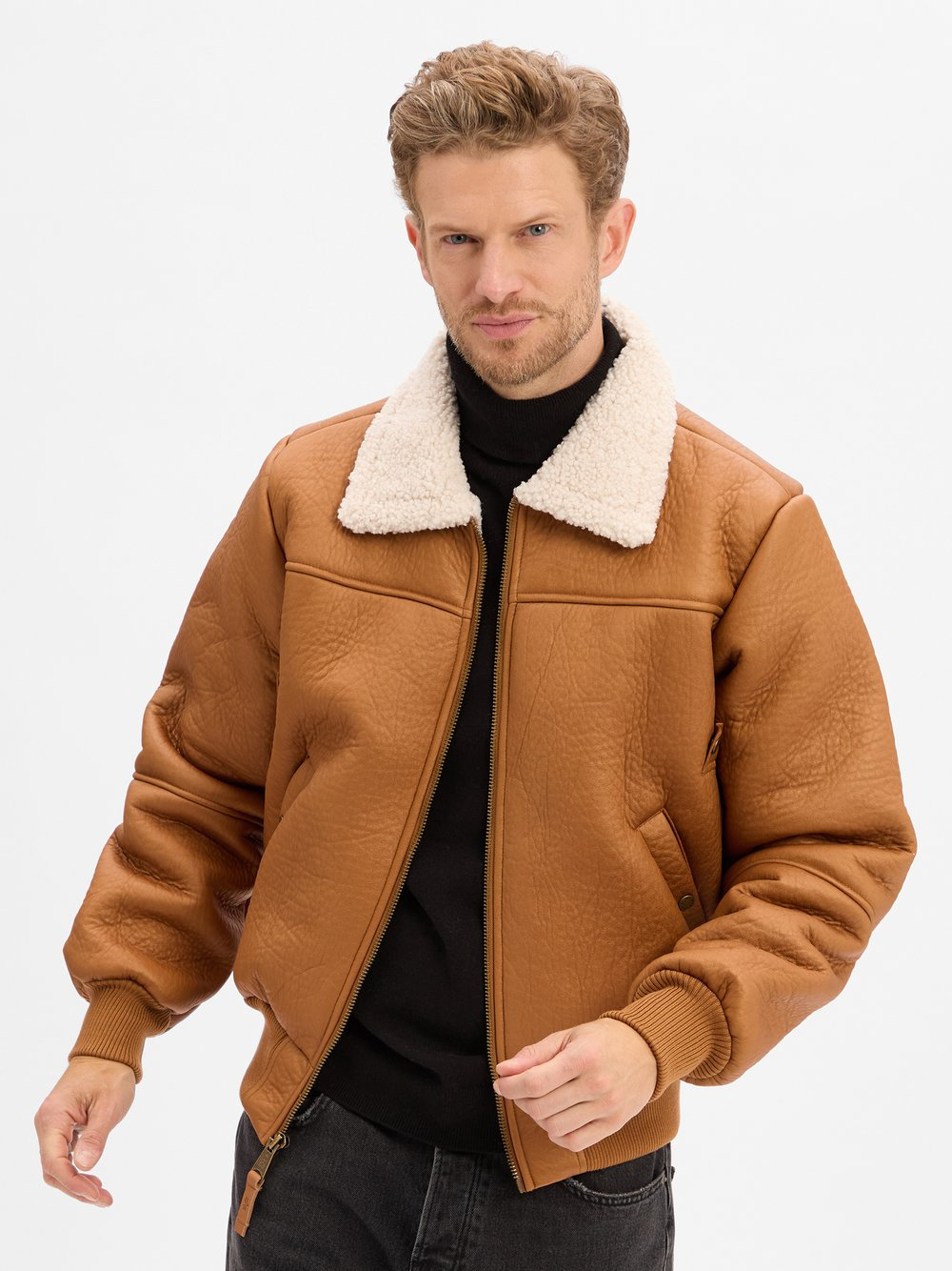 Alpha Industries Męska kurtka z imitacji skóry Mężczyźni Sztuczne włókno brązowy, XL