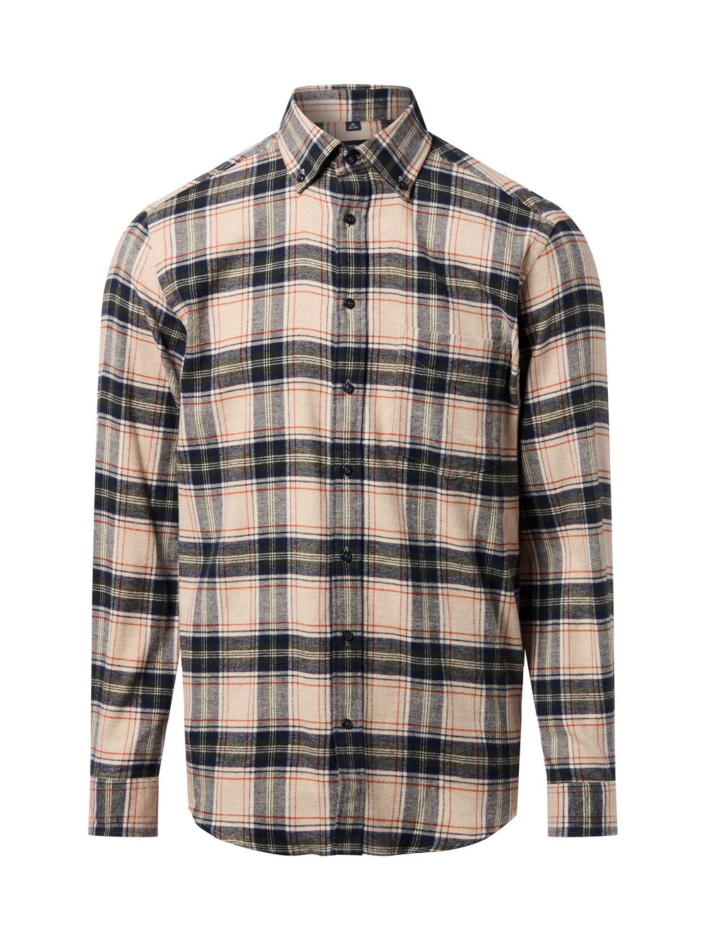 Andrew James Męska koszula flanelowa Mężczyźni Regular Fit Bawełna beżowy|niebieski, M