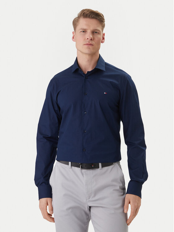 Tommy Hilfiger Koszula MW0MW38347 Granatowy Slim Fit