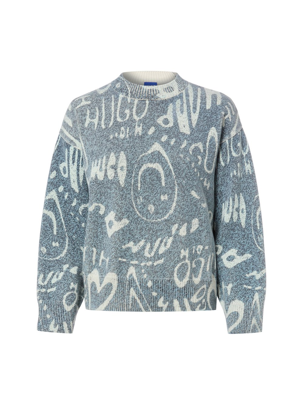 HUGO BLUE Męski sweter z dzianiny - Slicary_B Mężczyźni Bawełna szary, XS