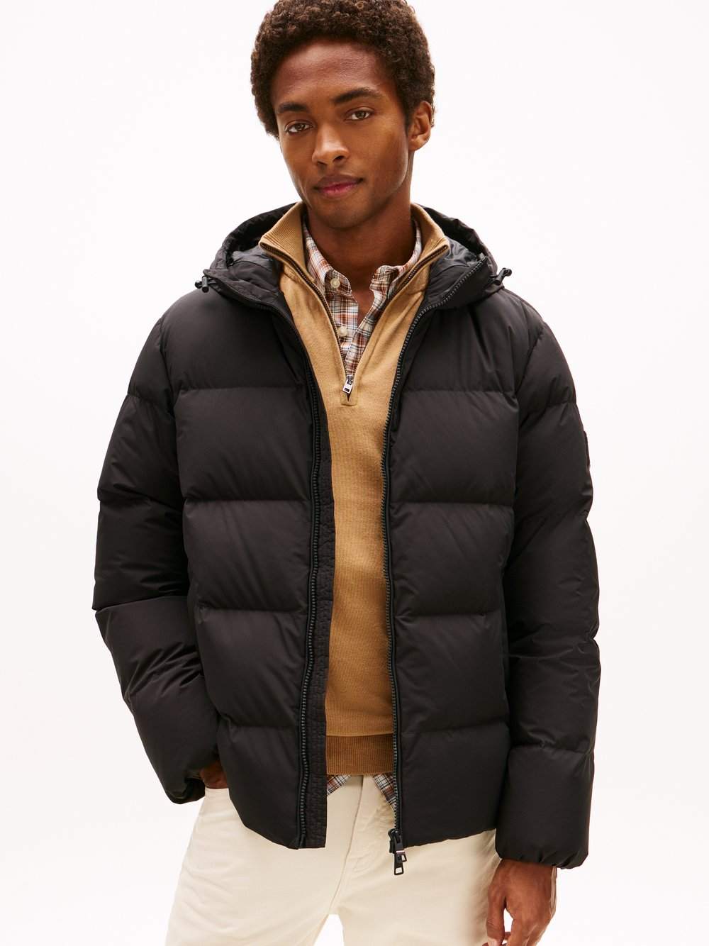 Tommy Hilfiger Męska kurtka puchowa Mężczyźni Sztuczne włókno czarny, XL