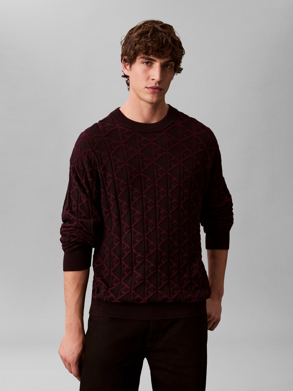 Calvin Klein Jeans Męski sweter z dzianiny Mężczyźni Bawełna czarny, S