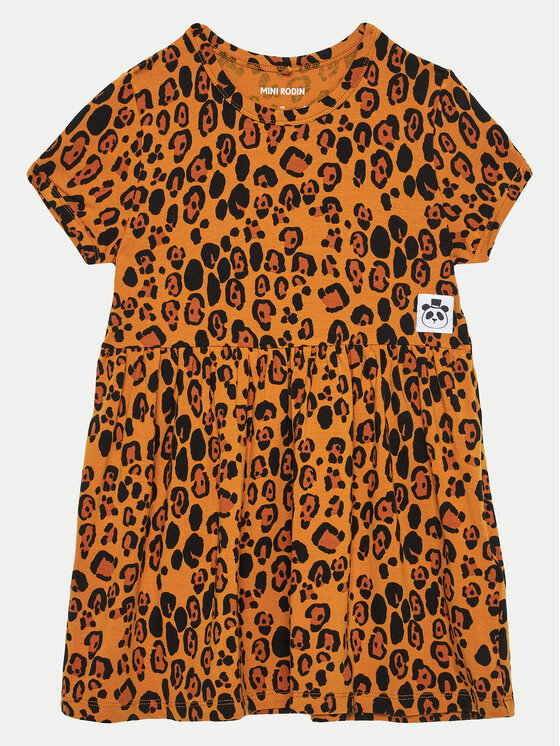 Mini Rodini Sukienka codzienna Basic Leopard 1000008213 Brązowy Regular Fit