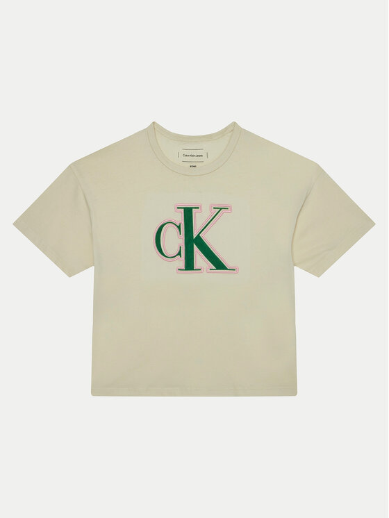 Calvin Klein Jeans T-Shirt IG0IG02806 Écru Boxy Fit