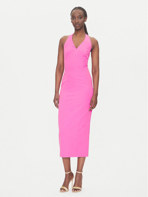 ACCESS FASHION Sukienka elegancka 53-3403 Różowy Regular Fit