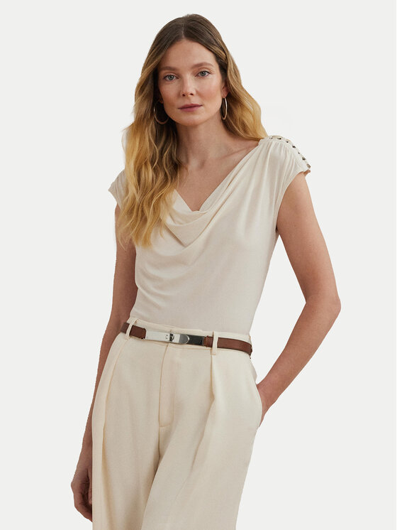 LAUREN RALPH LAUREN Bluzka 200898441001 Écru Relaxed Fit
