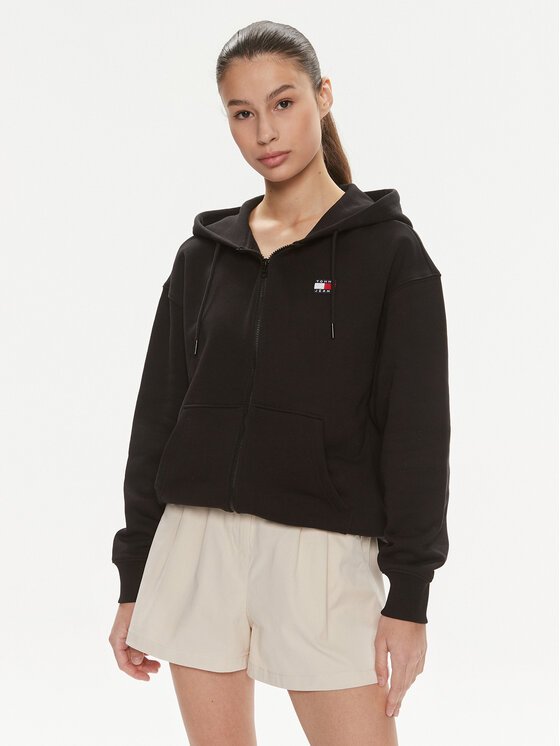 Tommy Jeans Bluza Badge DW0DW17955 Czarny Relaxed Fit
