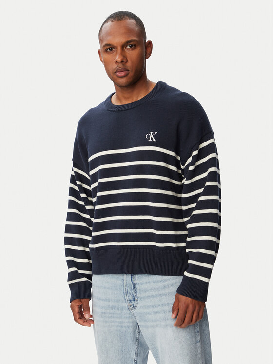 Calvin Klein Jeans Sweter LV04RG305G Granatowy Relaxed Fit