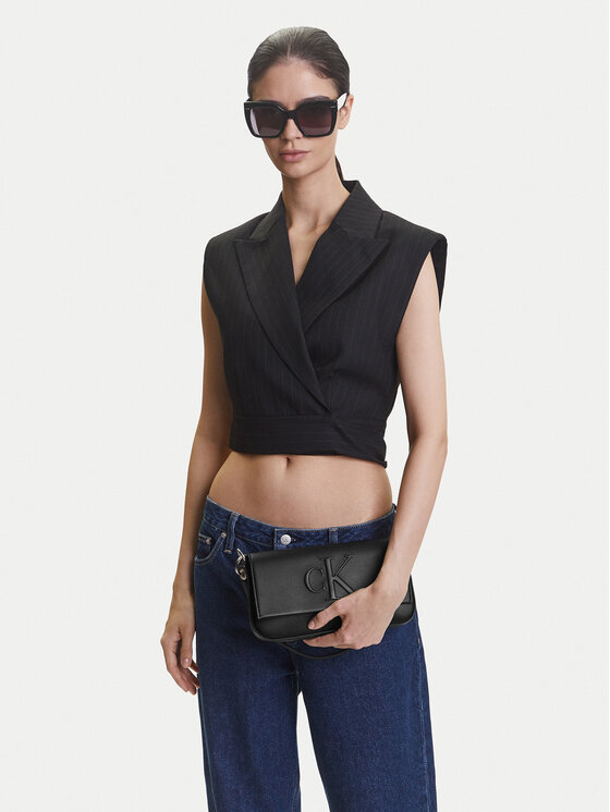 Calvin Klein Jeans Torebka Sculpted Flap Shoulder Pouch LV04K3148G Czarny