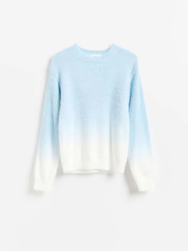 Reserved - Sweter z efektem ombre - jasnoniebieski