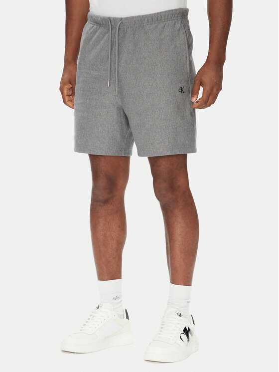 Calvin Klein Jeans Szorty sportowe Premium Terry LV04RC280G Szary Regular Fit
