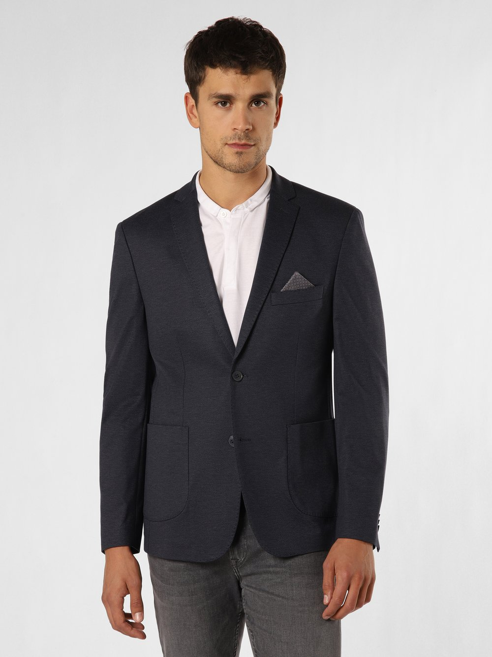 Finshley & Harding Marynarka męska Mężczyźni Modern Fit Sztuczne włókno niebieski, 106