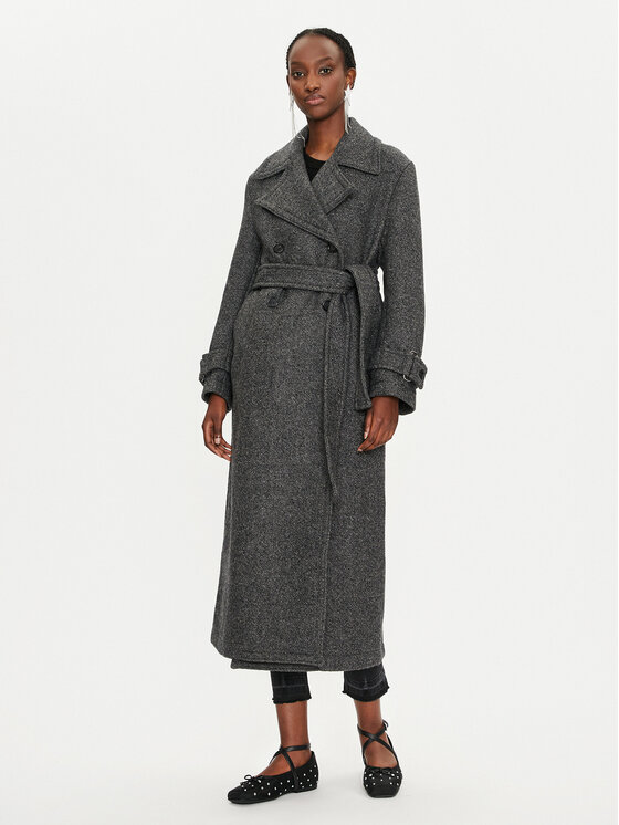 PINKO Płaszcz wełniany Calice 104041 A23R I75 Szary Regular Fit