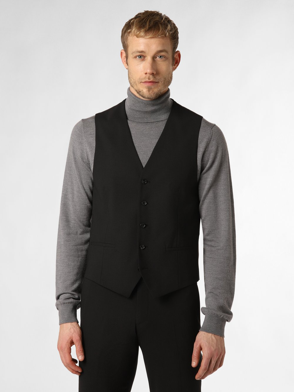 Finshley & Harding London Męska kamizelka modułowa Mężczyźni Slim Fit czarny, 48