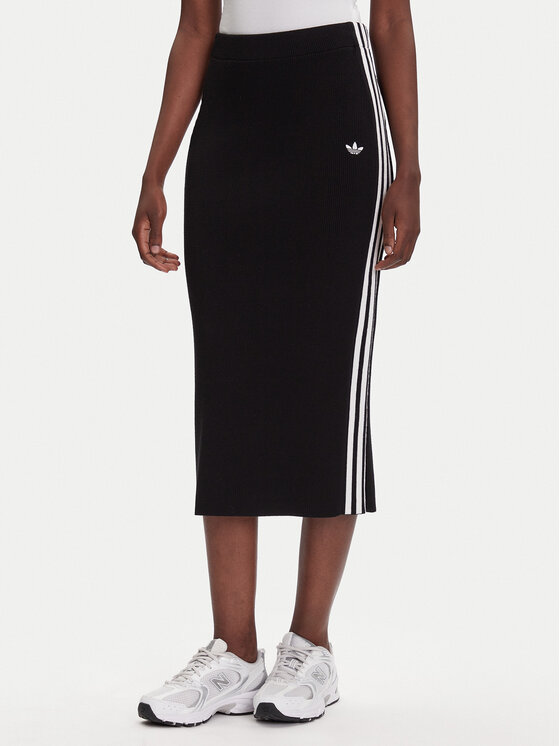 adidas Spódnica ołówkowa adicolor Knit 3-Stripes JW2661 Czarny Regular Fit