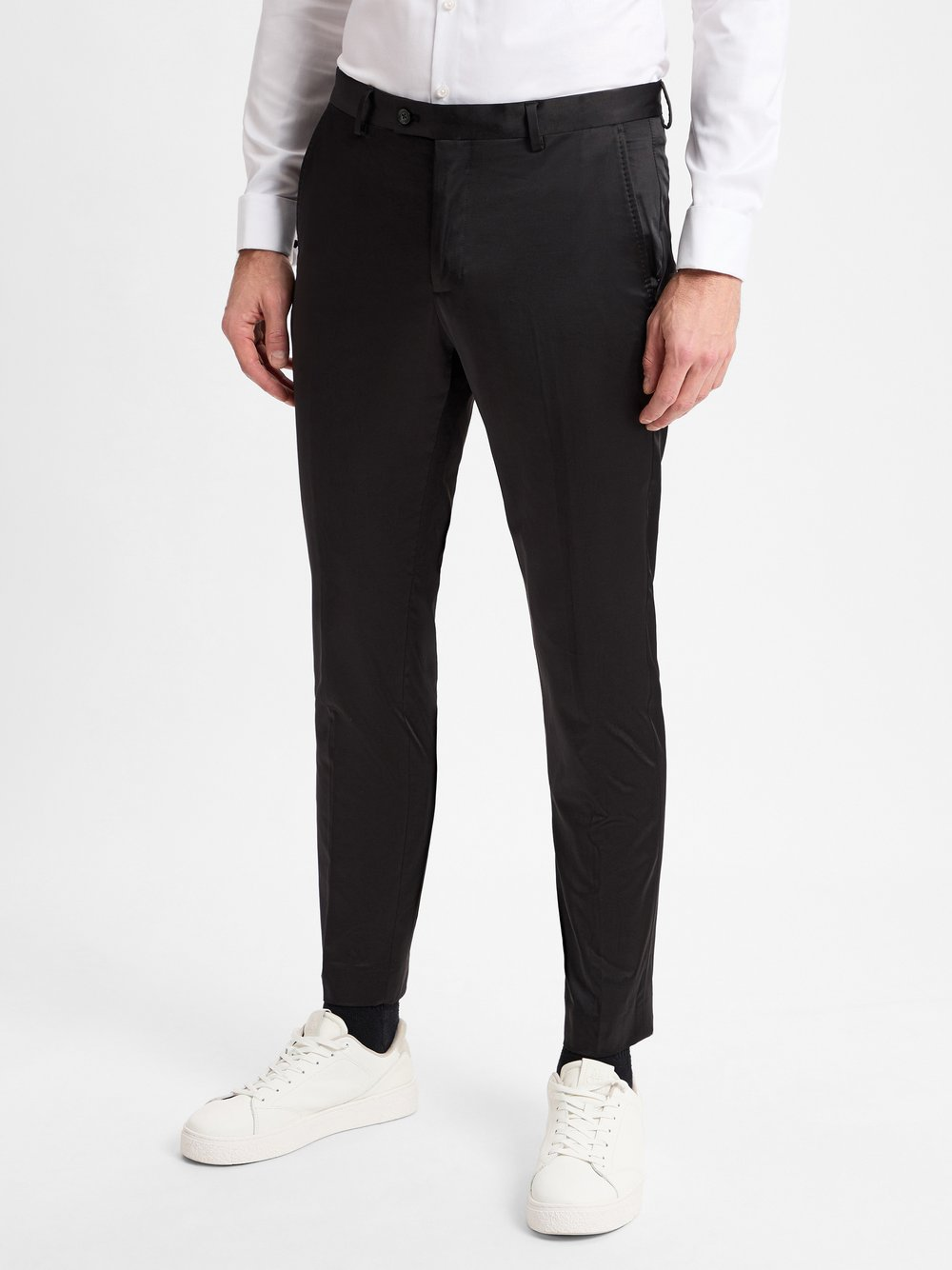 Finshley & Harding London Spodnie - Hoxdon Mężczyźni Slim Fit Sztuczne włókno czarny, 50