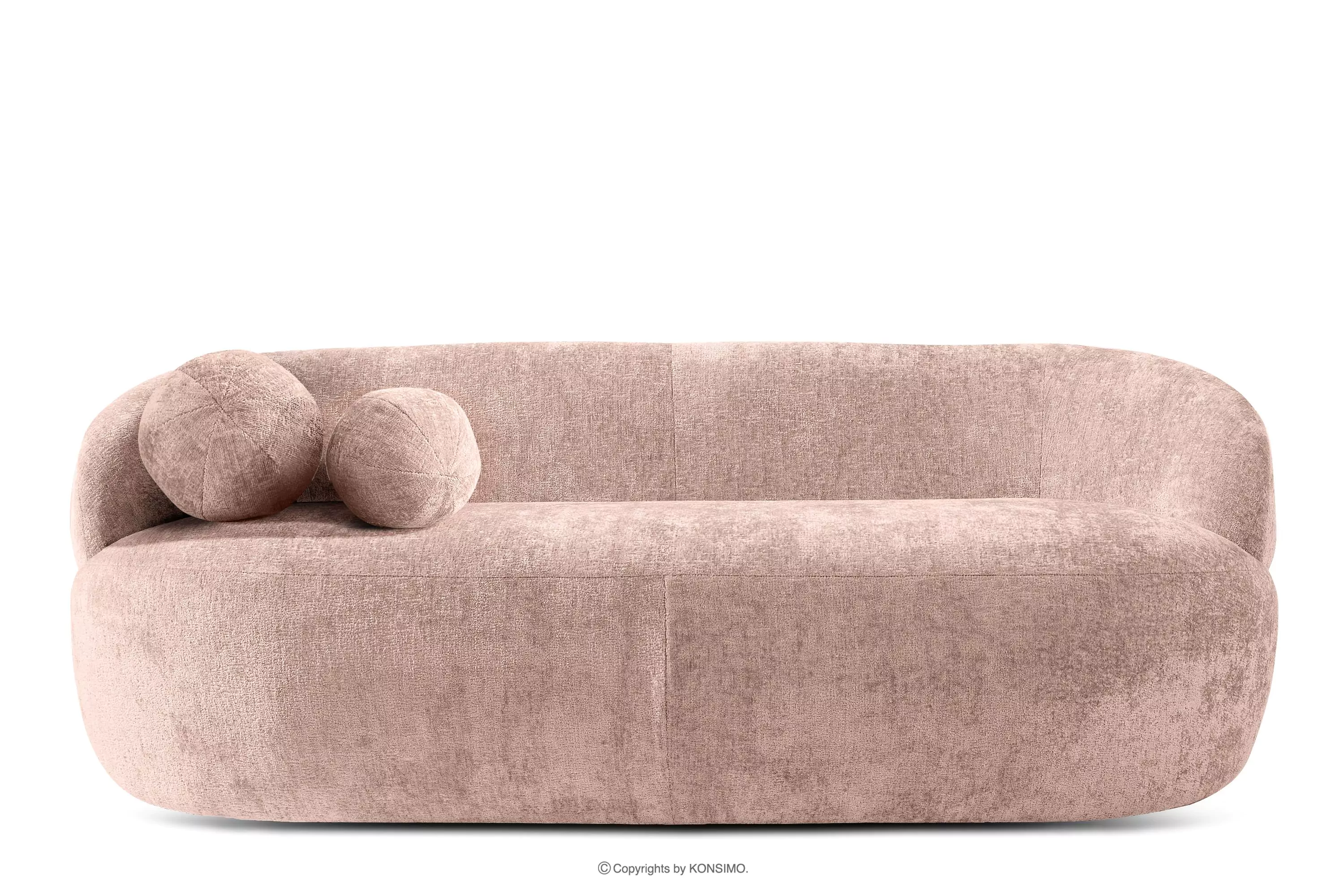 Zaokrąglona sofa w stylu modern tkanina szenil różowy NELUM