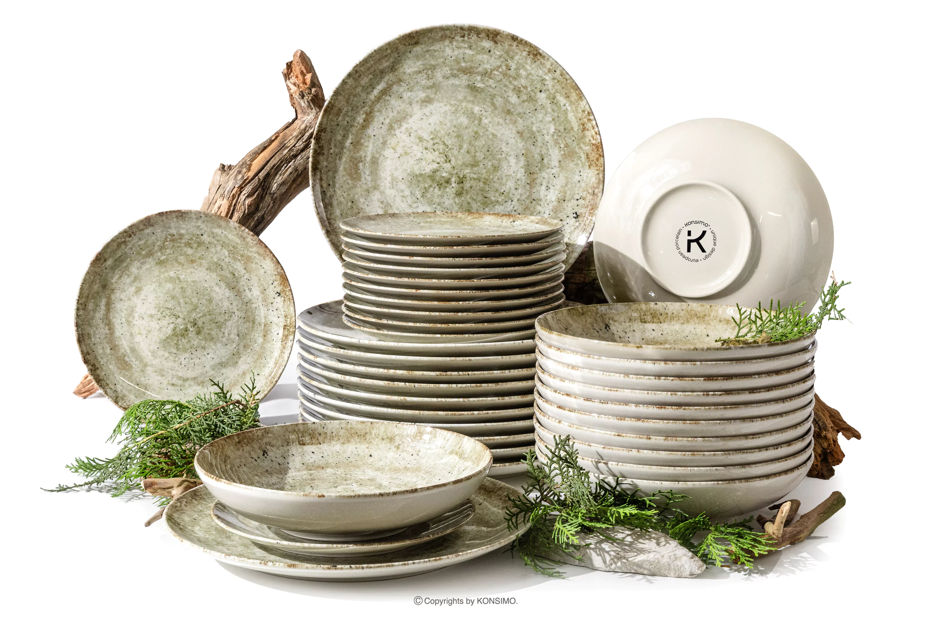 Zestaw obiadowy beżowy z porcelany 12 os. (36 el.) ERATO