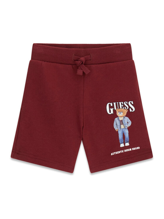 Guess Szorty sportowe N6RD02 KAD74 Bordowy Regular Fit