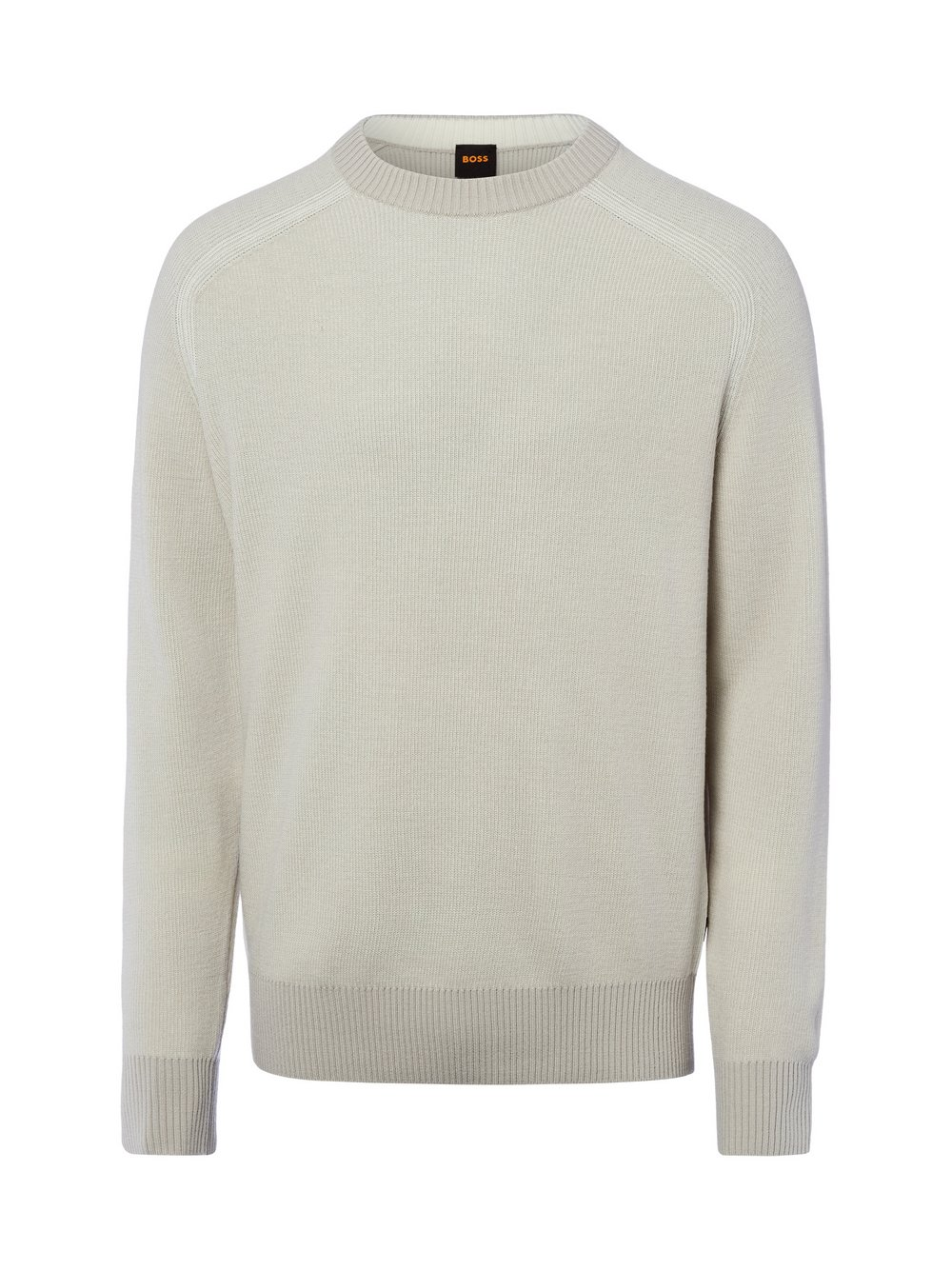 BOSS Orange Męski sweter z dzianiny z zawartością wełny - Akajer Mężczyźni Wełna beżowy, M