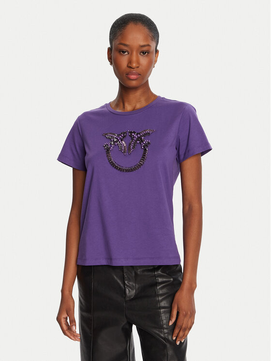 PINKO T-Shirt Quentin 100535 A2RN Fioletowy Regular Fit