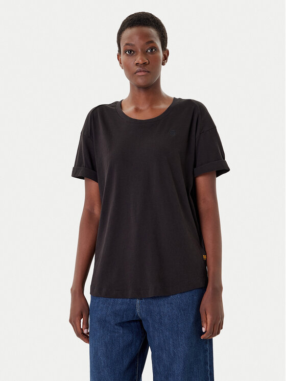 G-Star Raw T-Shirt Rolled Up D24524-4107 Czarny Loose Fit