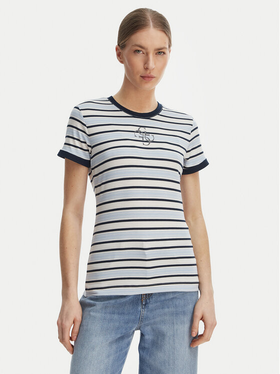 Guess T-Shirt W6GI18 K3040 Niebieski Classic Fit