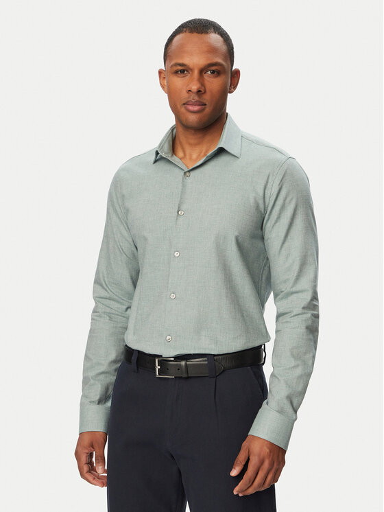 Calvin Klein Koszula LV019EU148 Zielony jasny Slim Fit