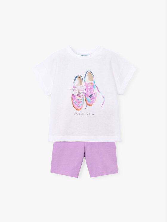 Mayoral Komplet t-shirt i legginsy 3731 Biały Regular Fit