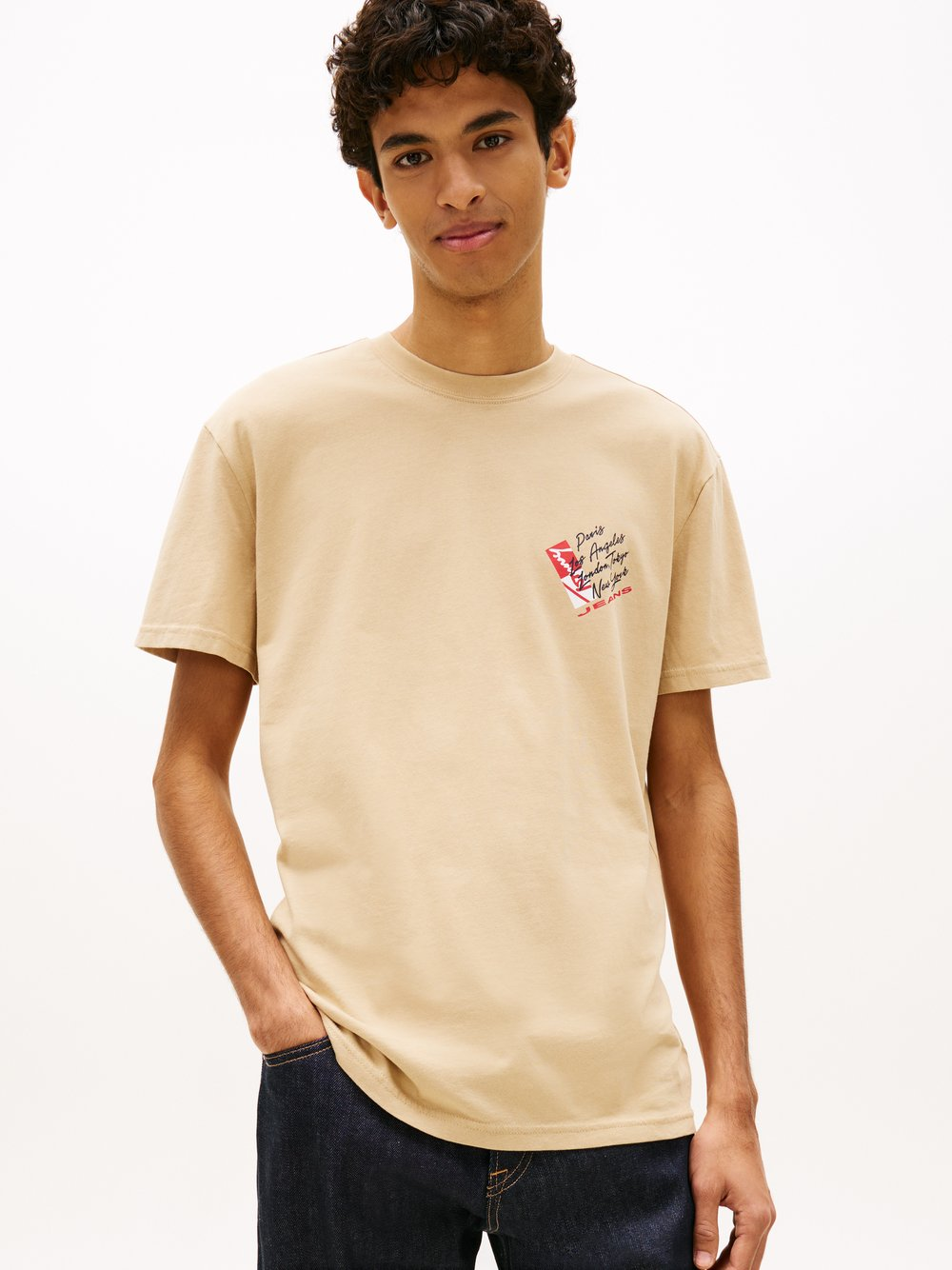 Tommy Jeans Koszulka męska Mężczyźni Bawełna brązowy, M