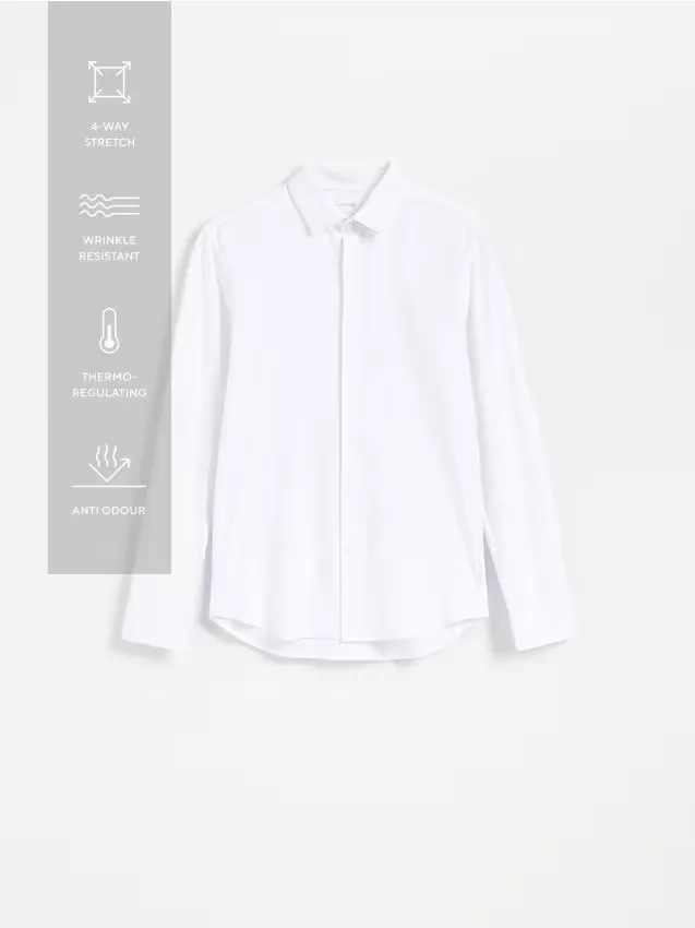 Reserved - Gładka koszula slim fit - biały
