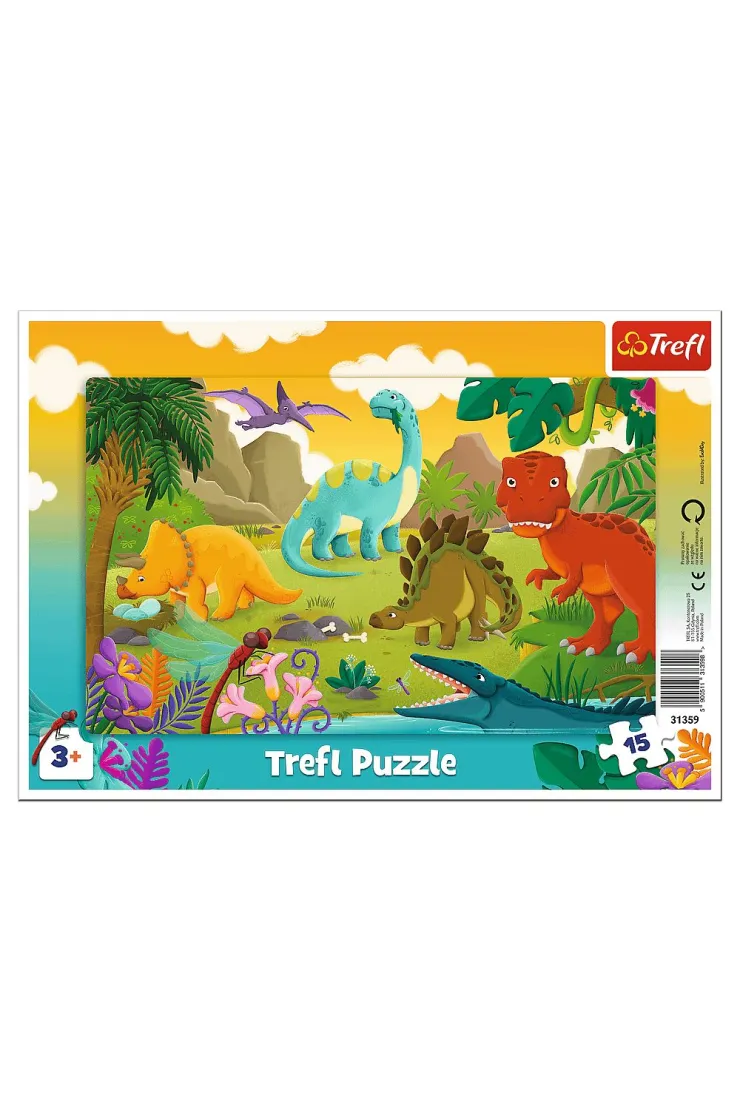Puzzle ramkowe 15 el. Dinozaury