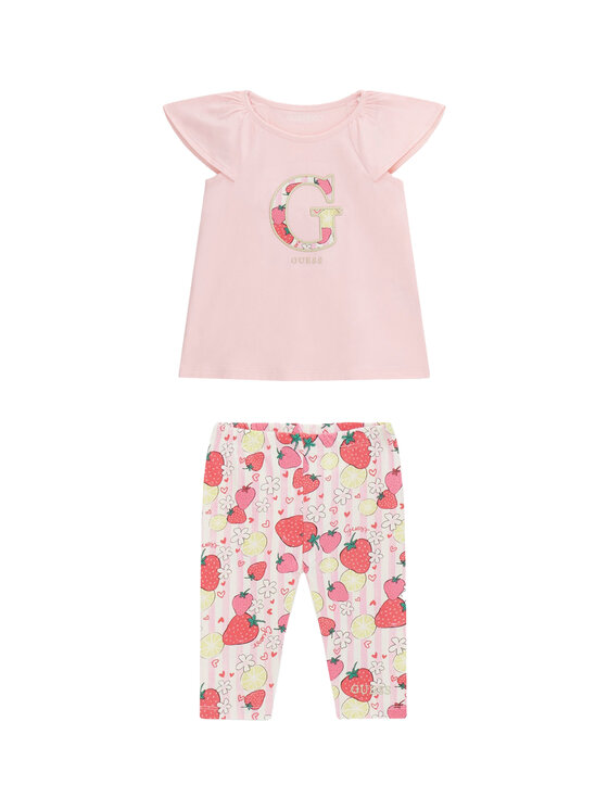 Guess Komplet t-shirt i legginsy K6GG01 K6YW4 Różowy Regular Fit