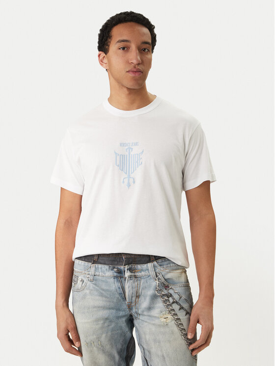 Versace Jeans Couture T-Shirt 80GAHT14 CJ00T Biały Regular Fit