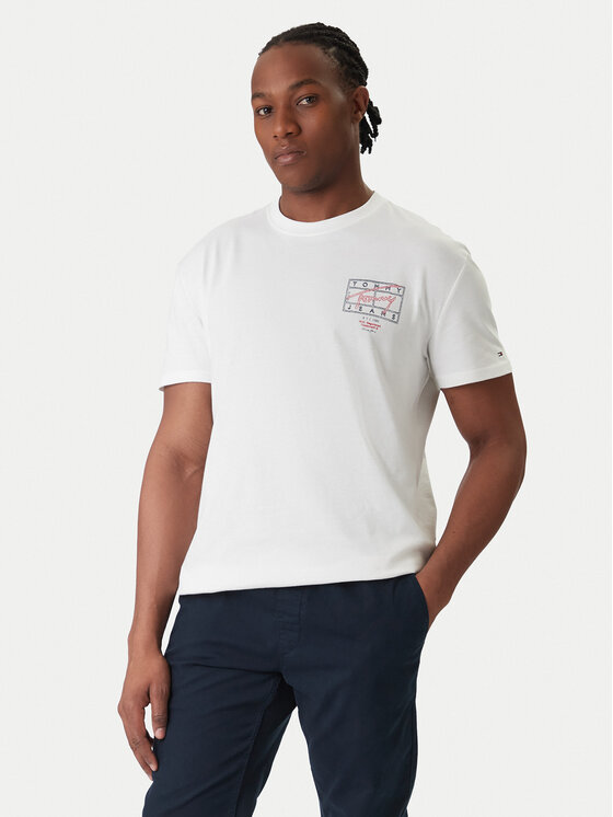 Tommy Jeans T-Shirt DM0DM22319 Écru Regular Fit