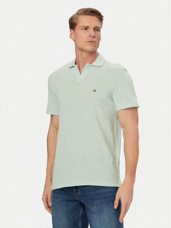 Tommy Hilfiger Polo Textured Oxford Pique MW0MW38482 Zielony jasny Regular Fit