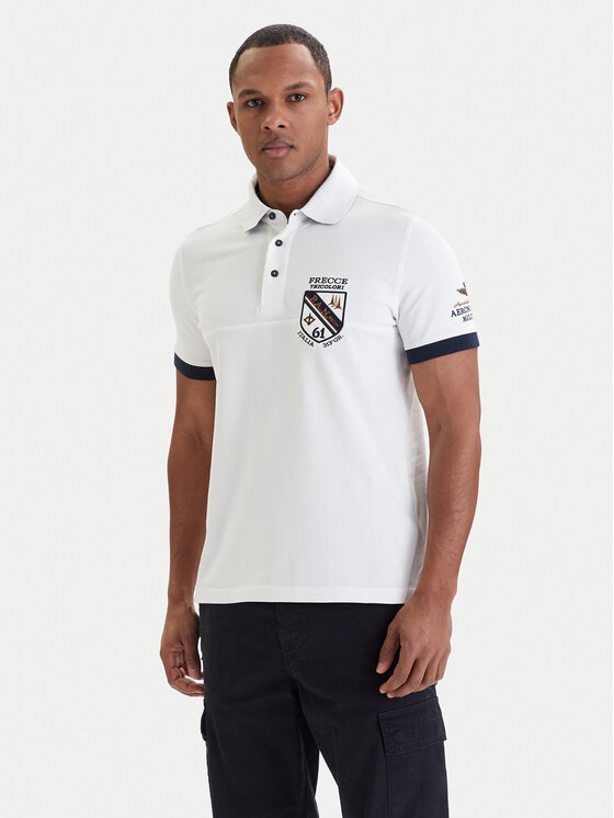 Aeronautica Militare Polo 261PO1915UP00191 Biały Regular Fit