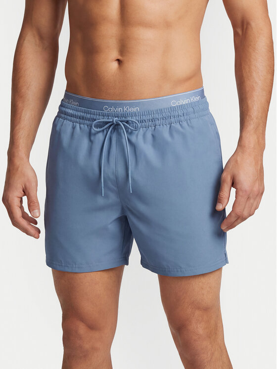 Calvin Klein Swimwear Szorty kąpielowe LV00N61024 Niebieski Regular Fit