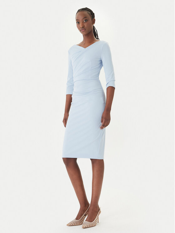 Rinascimento Sukienka koktajlowa CFC0127699003 Błękitny Slim Fit