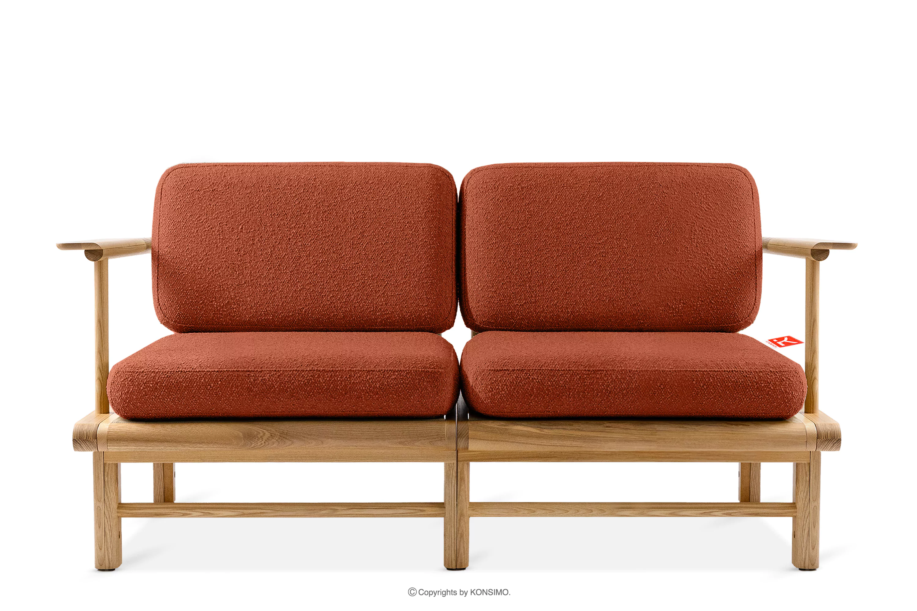 Sofa ogrodowa z drewna jesionowego w stylu boho pomarańczowy ATREDA