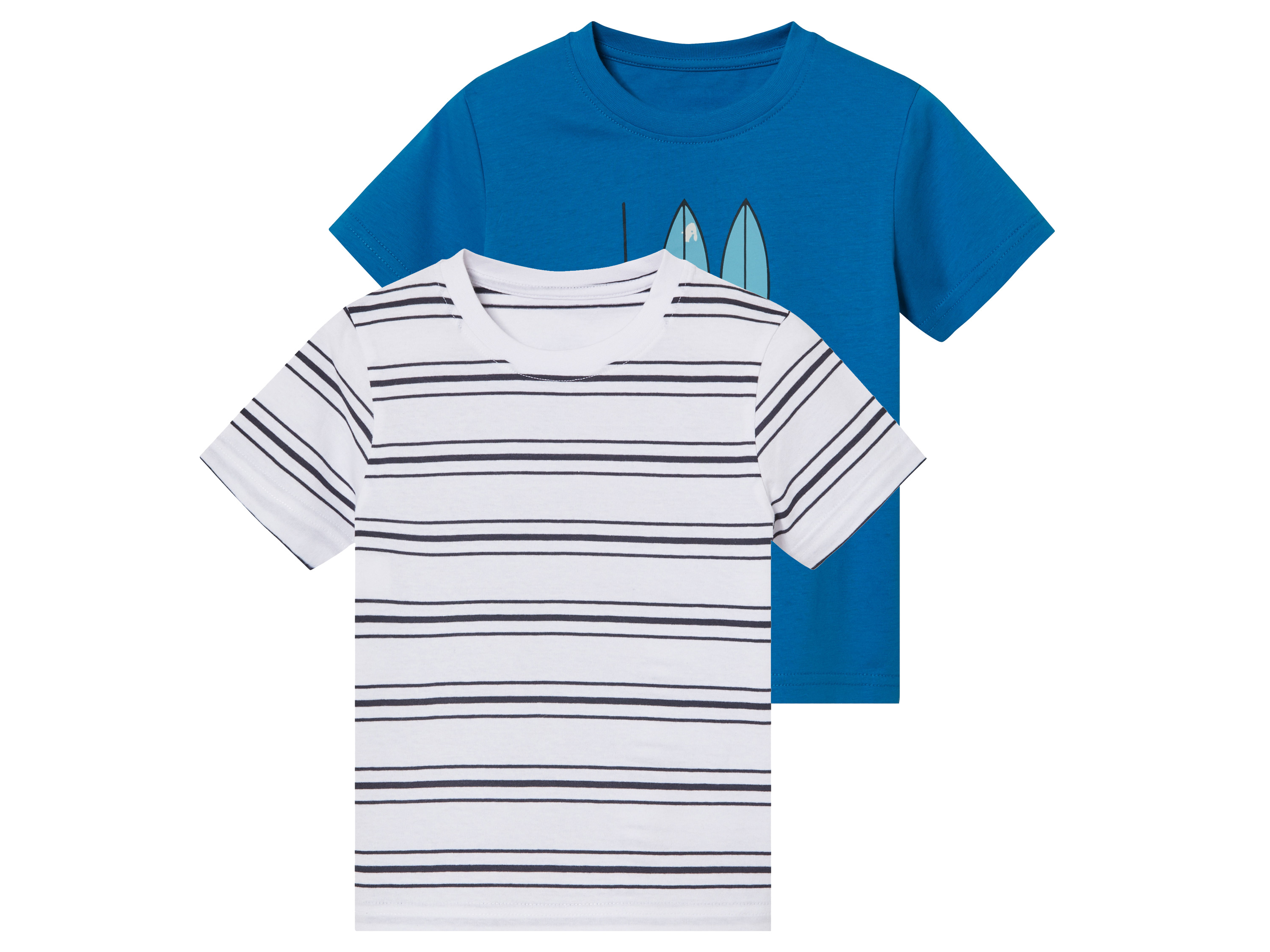 lupilu® T-shirty dziecięce	z bawełny, 2 sztuki (Niebieski/ biały, 122/128)