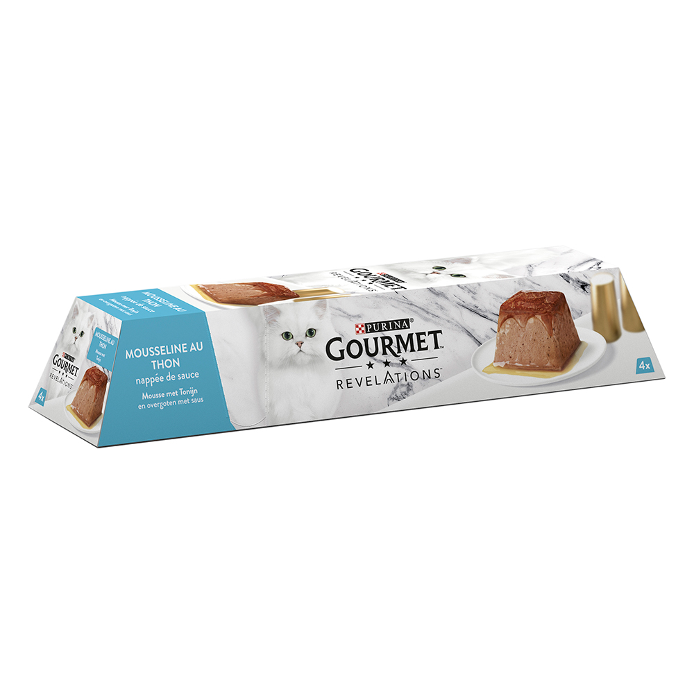 12 + 4 / 144 + 48 gratis! Gourmet Revelations, karma mokra, 16 x 57 g / 192 x 57 g - Mus, tuńczyk, 16 x 57 g