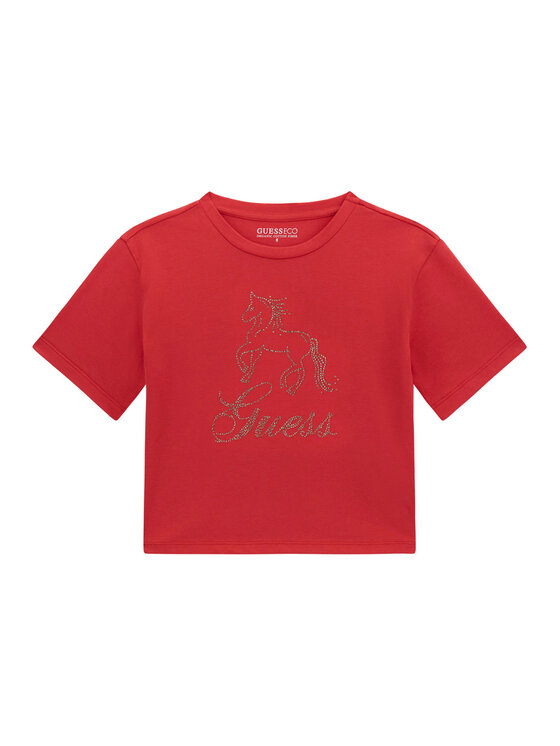 Guess T-Shirt J6RI38 K6YW4 Czerwony Regular Fit