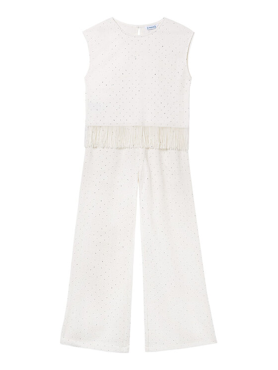 Mayoral Komplet bluzka i spodnie 6558 Écru Relaxed Fit