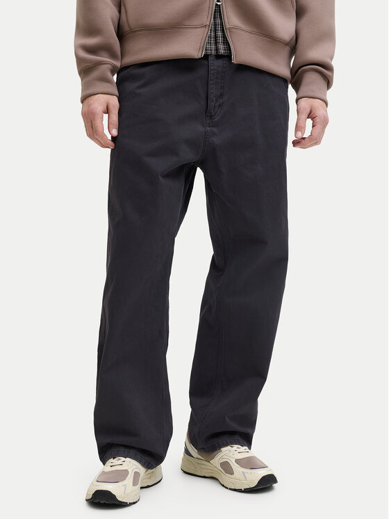 Jack & Jones Spodnie materiałowe Alex 12288528 Czarny Baggy Fit