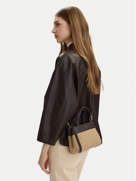 Calvin Klein Torebka Ck Canvas Mini Tote Crossbody LV04F3504G Brązowy