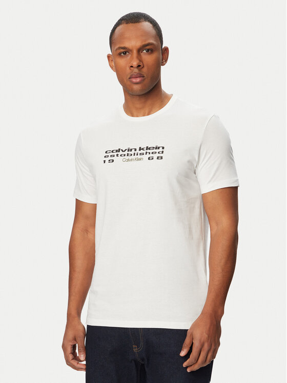 Calvin Klein Jeans T-Shirt SS 30s EU LV04RG800G Biały Regular Fit