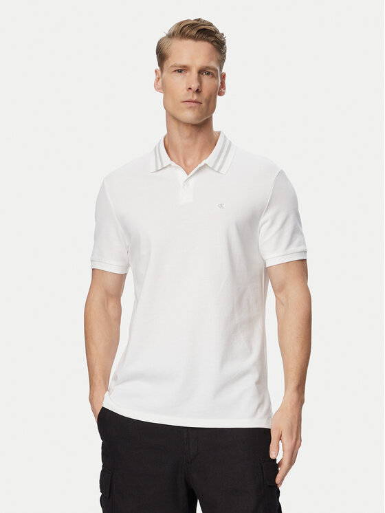 Calvin Klein Jeans Polo Monogram LV04RC276G Biały Slim Fit