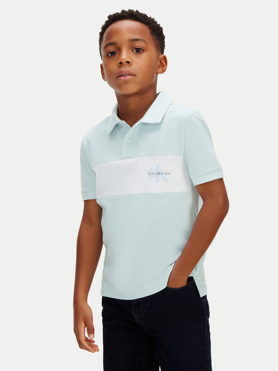 Calvin Klein Jeans Polo Monologo LVCKSJB28B Turkusowy Regular Fit